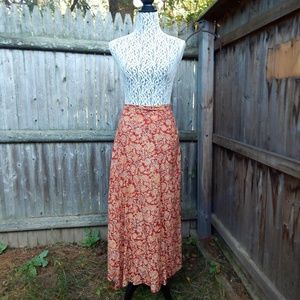 Boho Floral Red Blue Pink Maxi Wrap Skirt